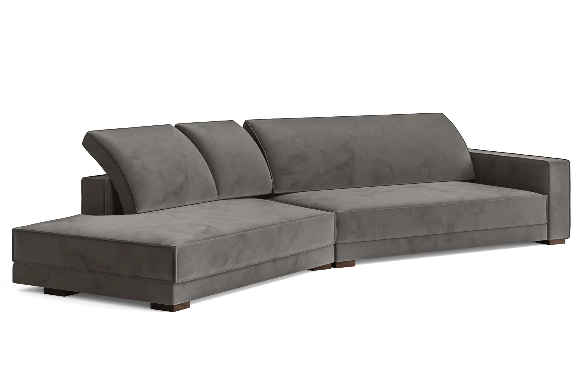 Bolzano 4 Seater Left Hand Facing Chaise Lounge Corner Sofa Grey Velvet