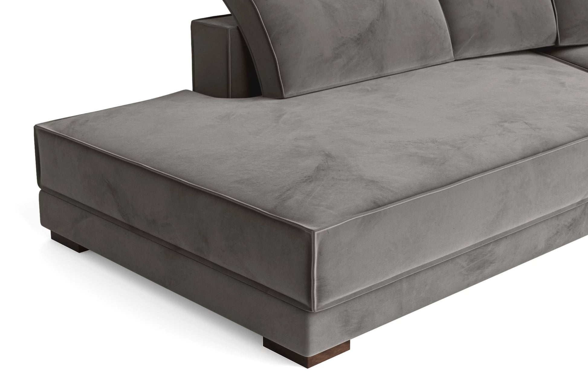 Bolzano 4 Seater Left Hand Facing Chaise Lounge Corner Sofa Grey Velvet