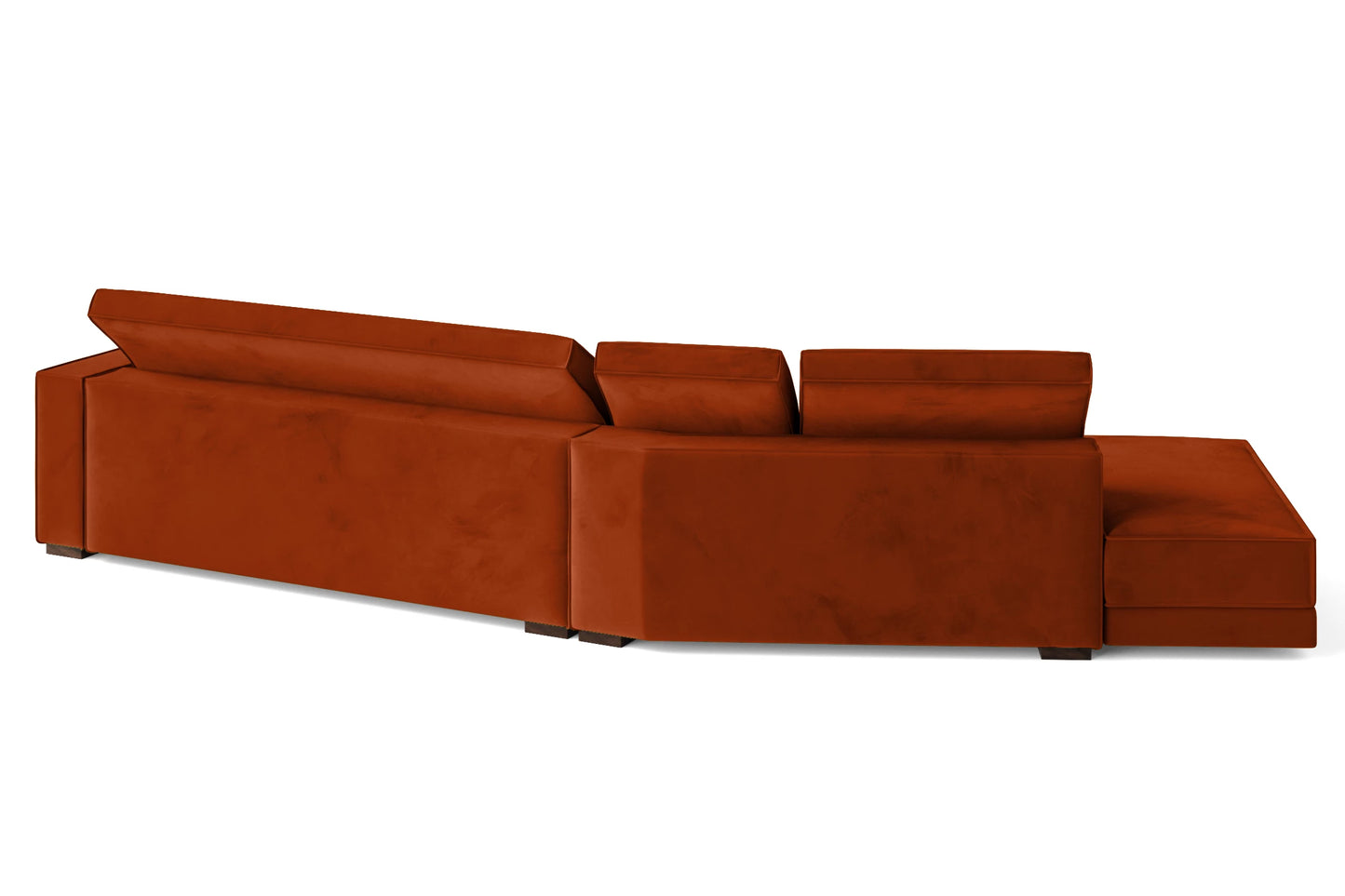 Bolzano 4 Seater Left Hand Facing Chaise Lounge Corner Sofa Orange Velvet