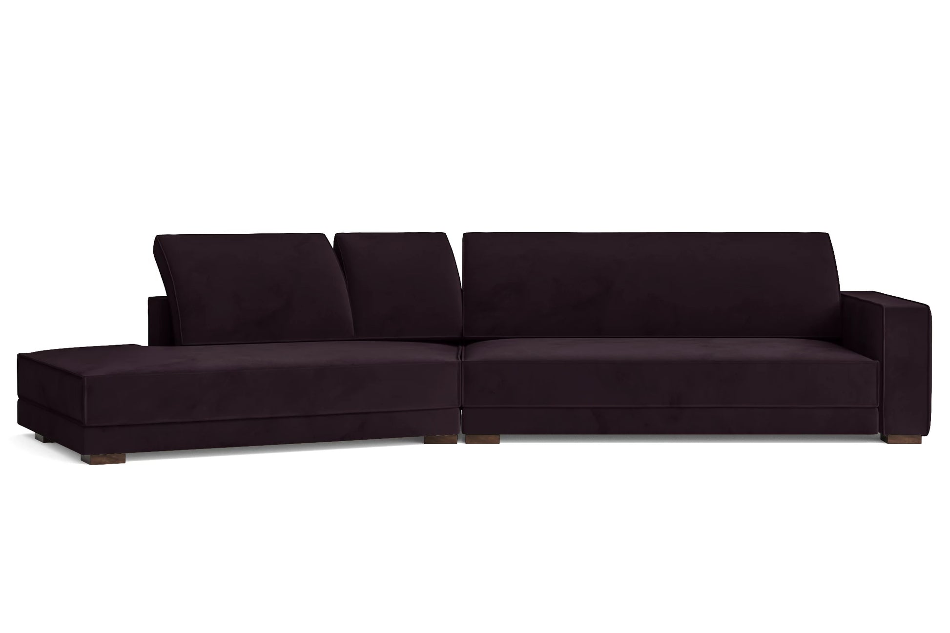 Bolzano 4 Seater Left Hand Facing Chaise Lounge Corner Sofa Purple Velvet