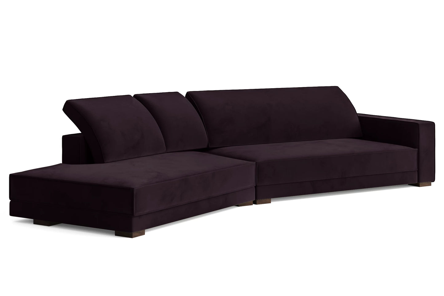 Bolzano 4 Seater Left Hand Facing Chaise Lounge Corner Sofa Purple Velvet