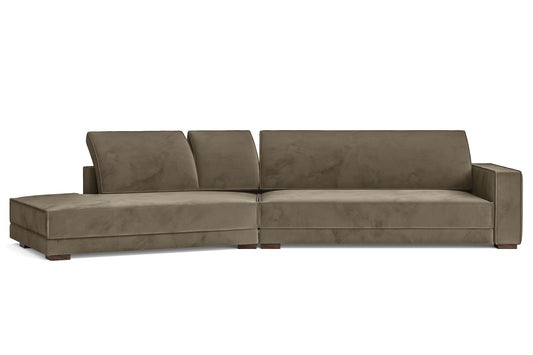 Bolzano 4 Seater Left Hand Facing Chaise Lounge Corner Sofa Sand Velvet