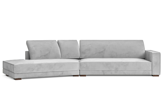 Bolzano 4 Seater Left Hand Facing Chaise Lounge Corner Sofa White Velvet