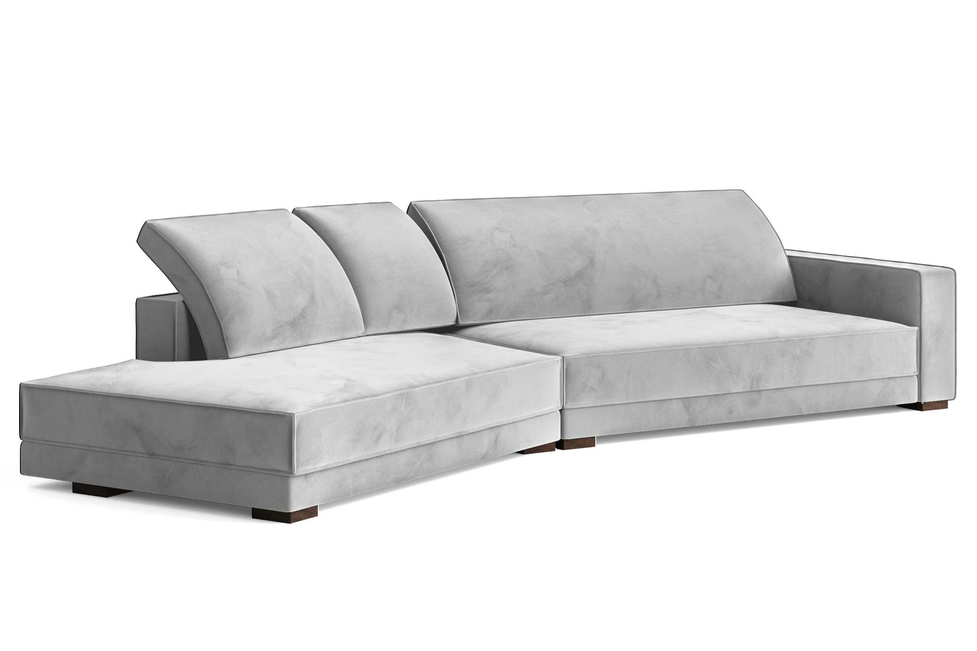 Bolzano 4 Seater Left Hand Facing Chaise Lounge Corner Sofa White Velvet