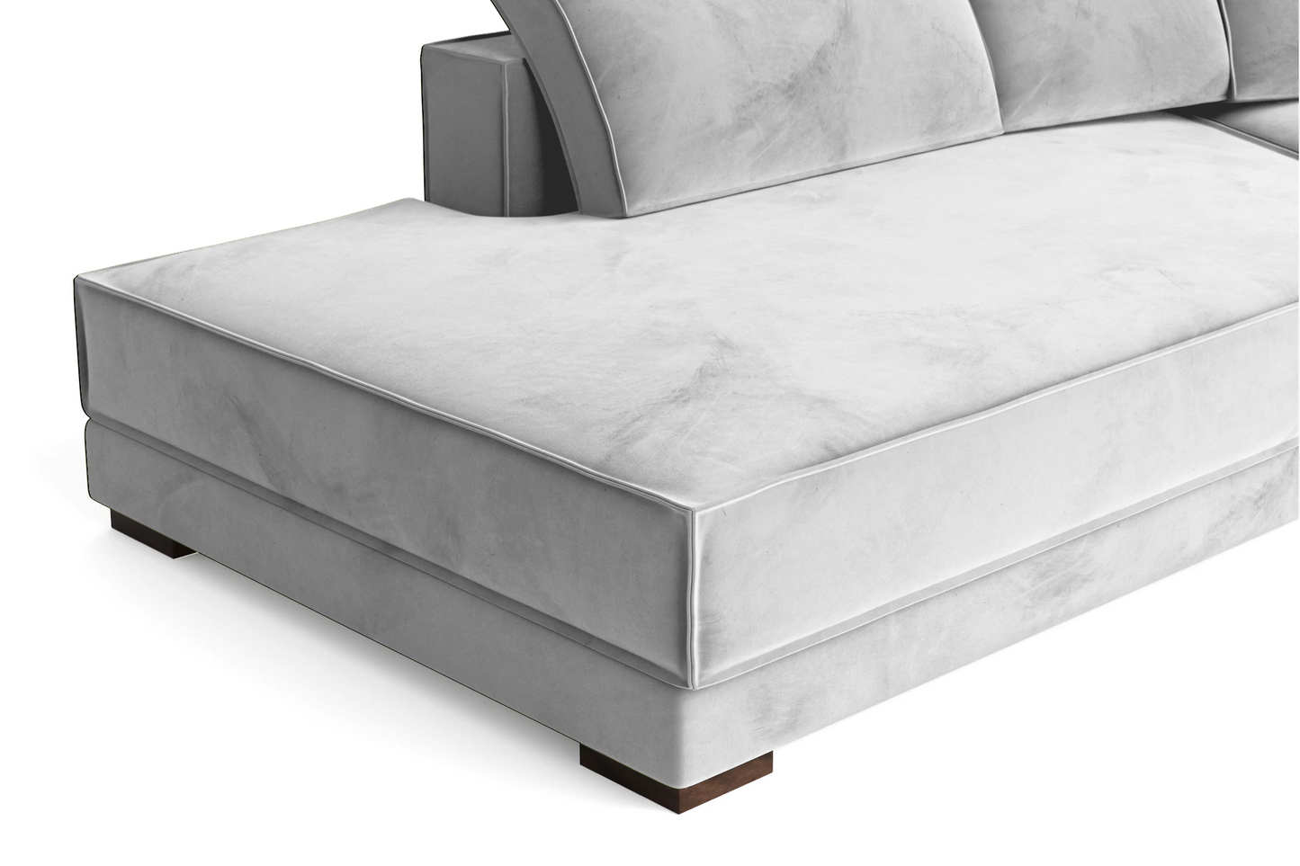 Bolzano 4 Seater Left Hand Facing Chaise Lounge Corner Sofa White Velvet