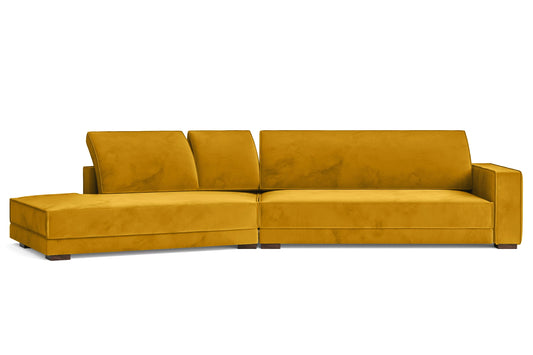 Bolzano 4 Seater Left Hand Facing Chaise Lounge Corner Sofa Yellow Velvet