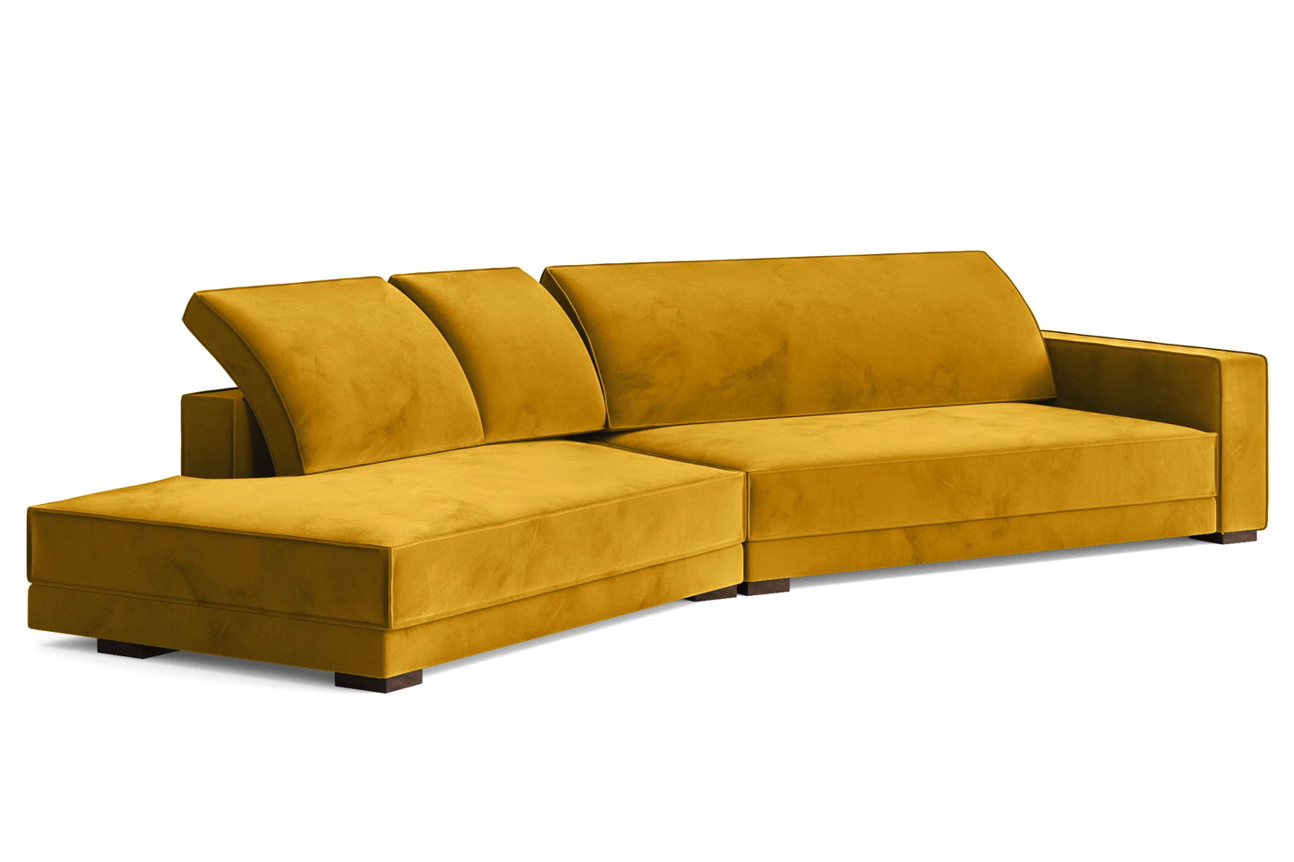 Bolzano 4 Seater Left Hand Facing Chaise Lounge Corner Sofa Yellow Velvet