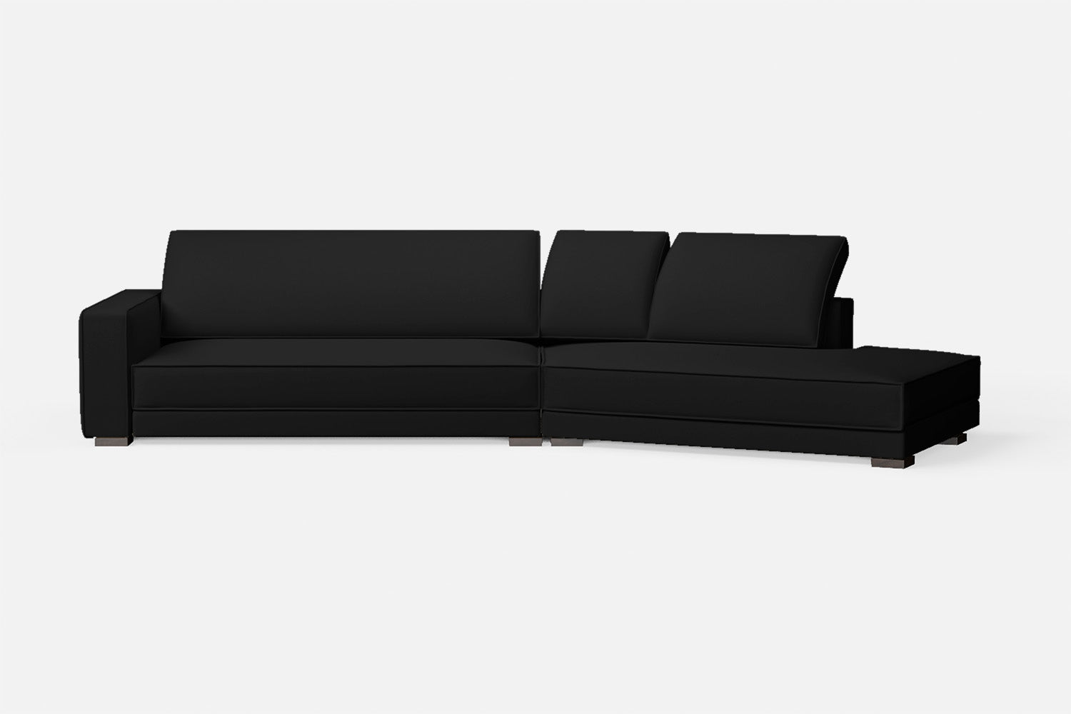 Bolzano 4 Seater Right Hand Facing Chaise Lounge Corner Sofa Black Leather