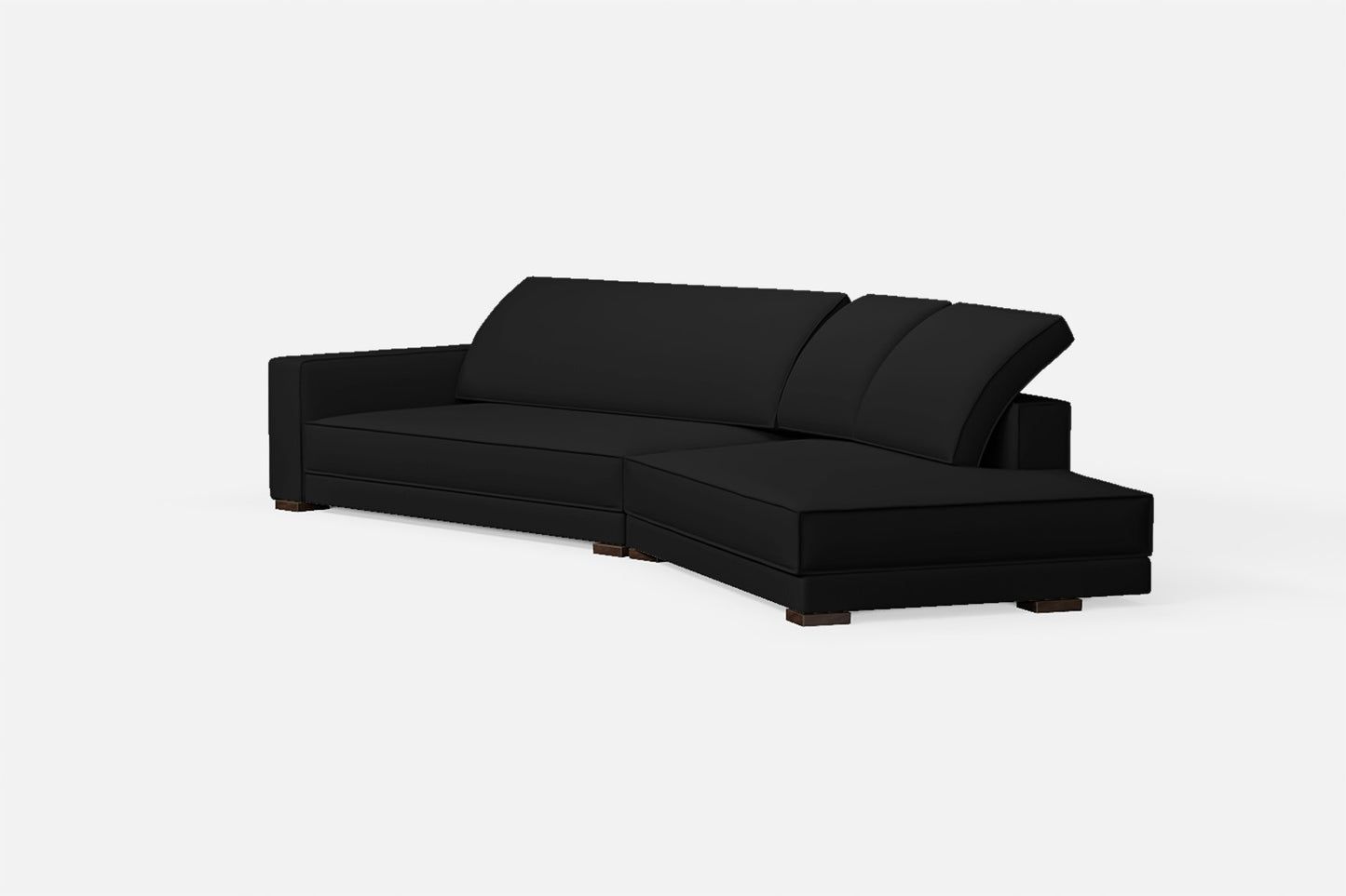 Bolzano 4 Seater Right Hand Facing Chaise Lounge Corner Sofa Black Leather