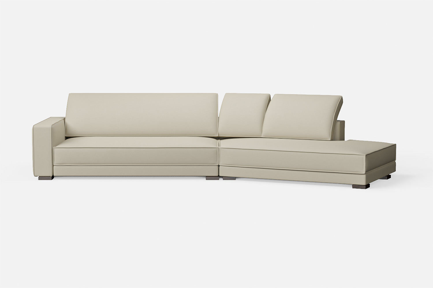 Bolzano 4 Seater Right Hand Facing Chaise Lounge Corner Sofa Cream Leather