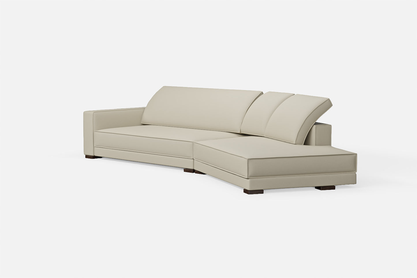 Bolzano 4 Seater Right Hand Facing Chaise Lounge Corner Sofa Cream Leather