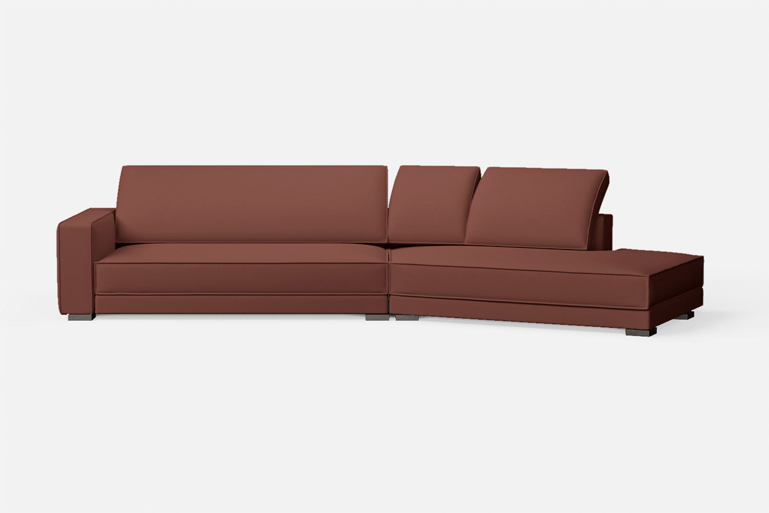 Bolzano 4 Seater Right Hand Facing Chaise Lounge Corner Sofa Mauve Leather