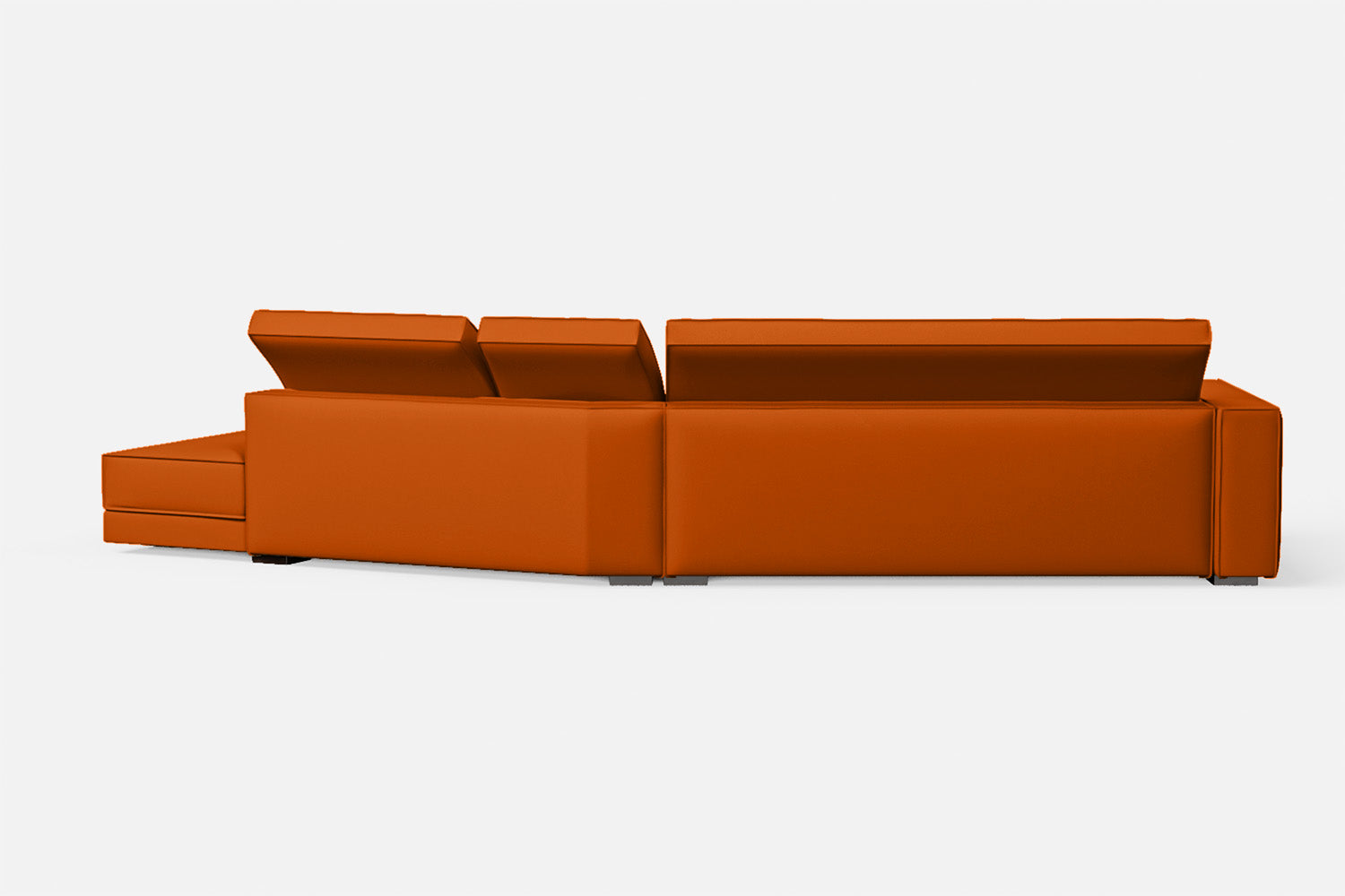 Bolzano 4 Seater Right Hand Facing Chaise Lounge Corner Sofa Orange Leather