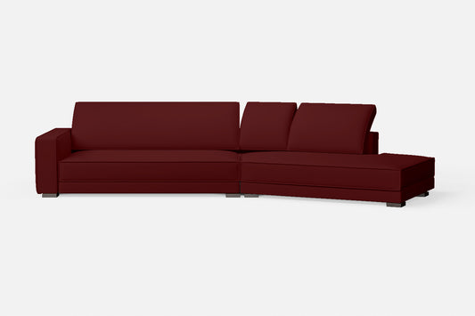 Bolzano 4 Seater Right Hand Facing Chaise Lounge Corner Sofa Red Leather