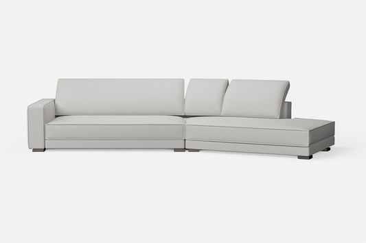 Bolzano 4 Seater Right Hand Facing Chaise Lounge Corner Sofa White Leather