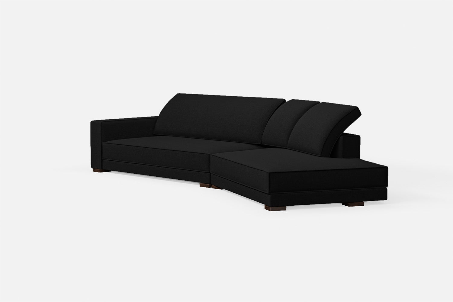 Bolzano 4 Seater Right Hand Facing Chaise Lounge Corner Sofa Black Linen Fabric