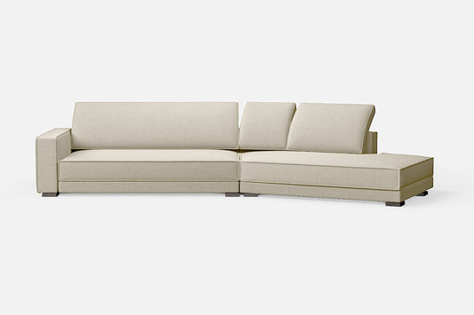 Bolzano 4 Seater Right Hand Facing Chaise Lounge Corner Sofa Cream Linen Fabric