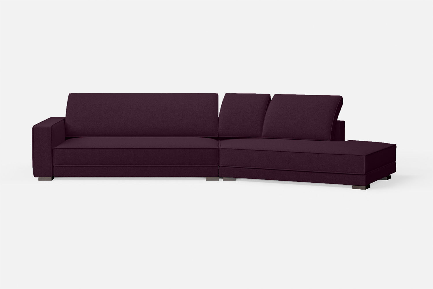 Bolzano 4 Seater Right Hand Facing Chaise Lounge Corner Sofa Purple Linen Fabric