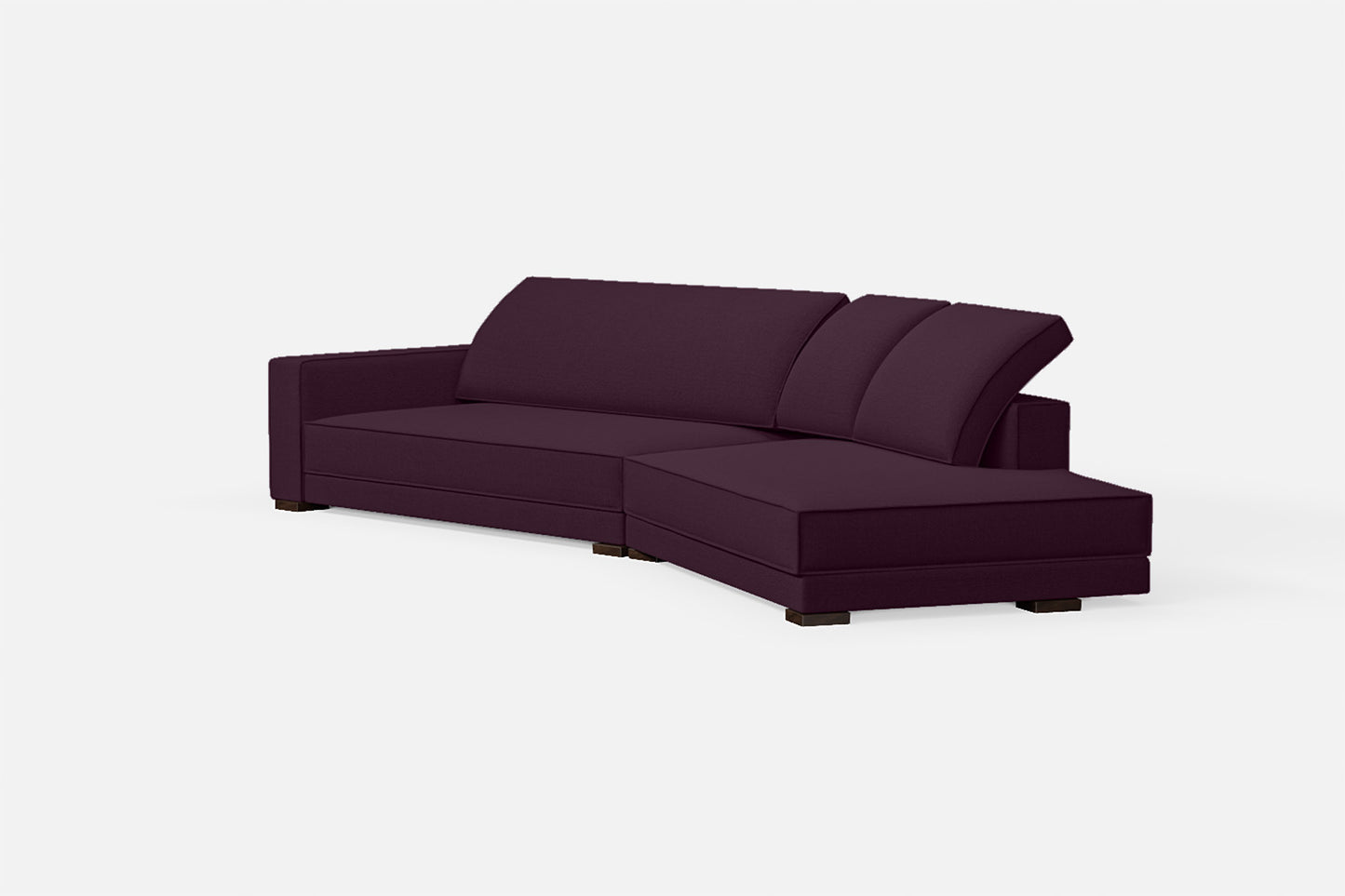 Bolzano 4 Seater Right Hand Facing Chaise Lounge Corner Sofa Purple Linen Fabric