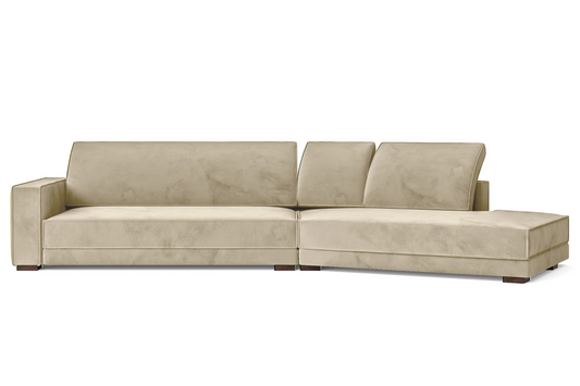 Bolzano 4 Seater Right Hand Facing Chaise Lounge Corner Sofa Cream Velvet