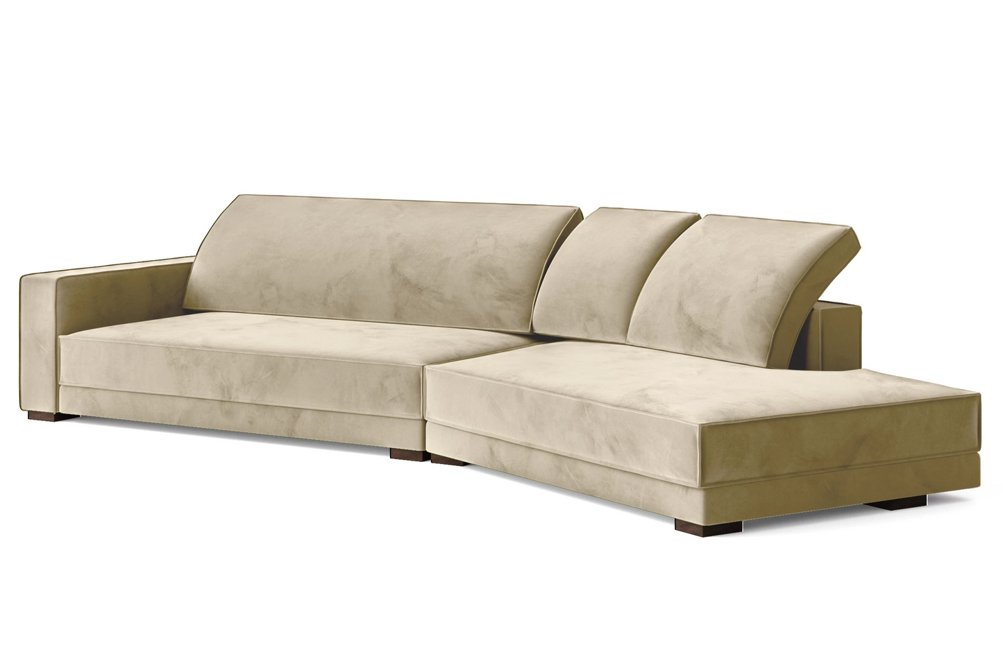 Bolzano 4 Seater Right Hand Facing Chaise Lounge Corner Sofa Cream Velvet