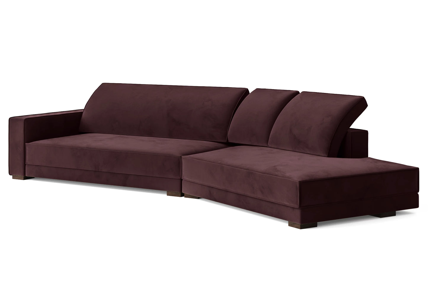 Bolzano 4 Seater Right Hand Facing Chaise Lounge Corner Sofa Grape Velvet