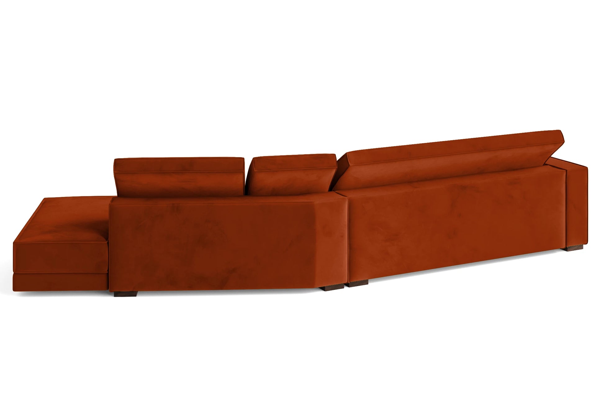 Bolzano 4 Seater Right Hand Facing Chaise Lounge Corner Sofa Orange Velvet