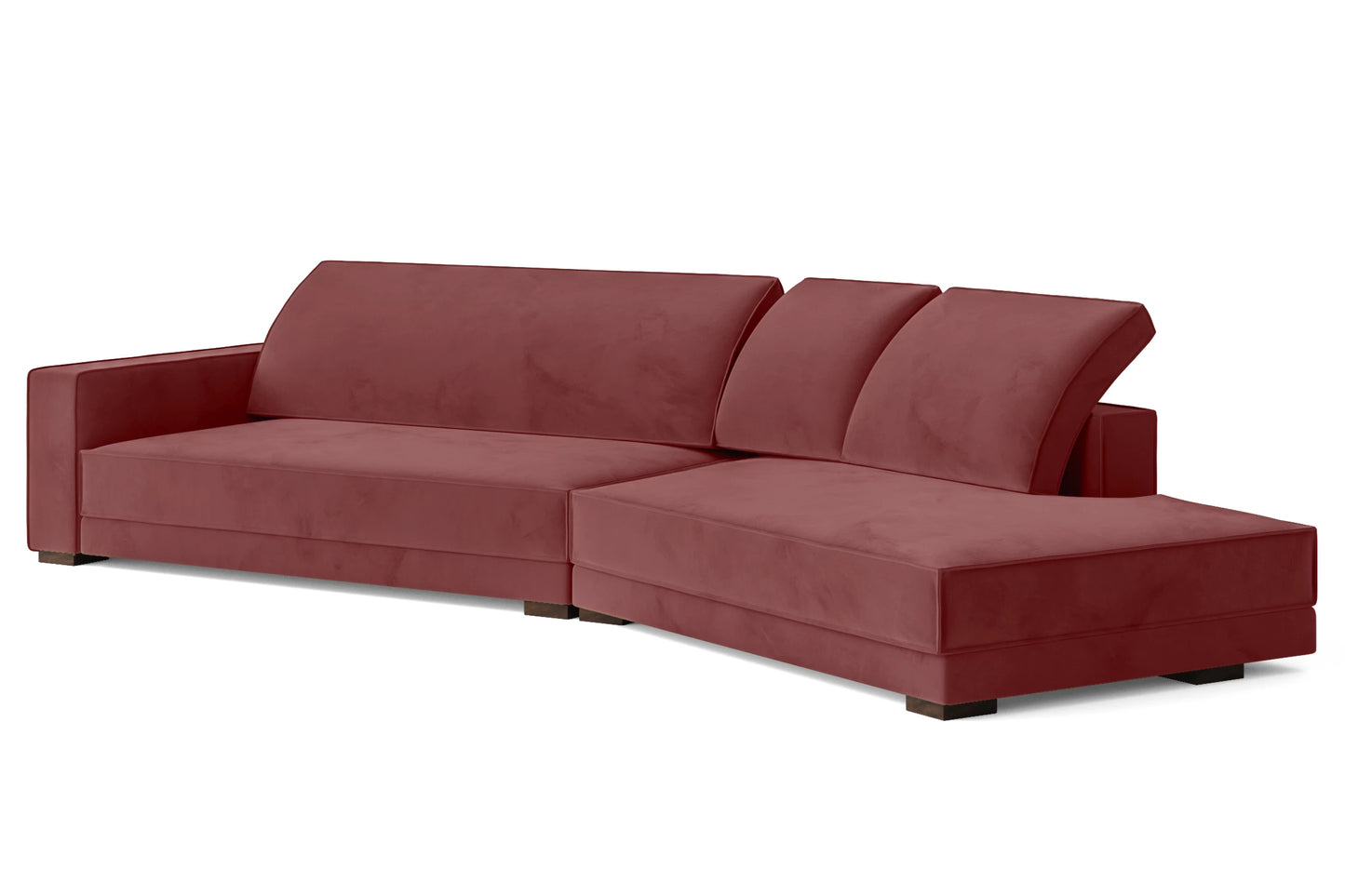 Bolzano 4 Seater Right Hand Facing Chaise Lounge Corner Sofa Pink Velvet