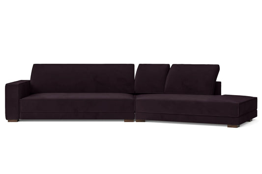 Bolzano 4 Seater Right Hand Facing Chaise Lounge Corner Sofa Purple Velvet