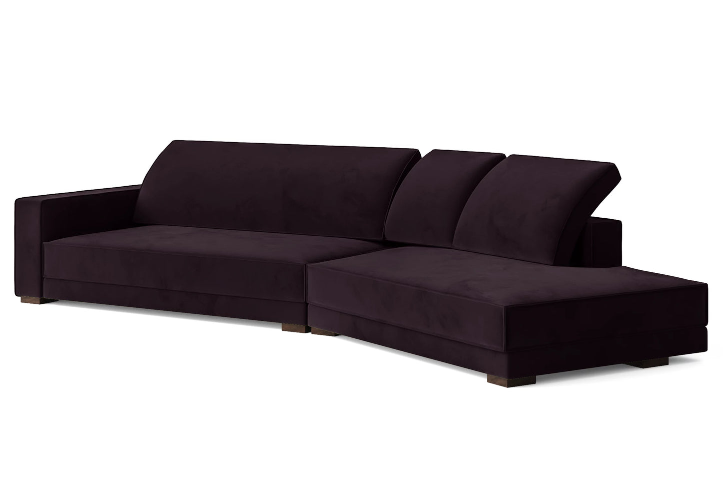 Bolzano 4 Seater Right Hand Facing Chaise Lounge Corner Sofa Purple Velvet