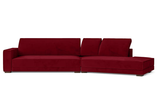 Bolzano 4 Seater Right Hand Facing Chaise Lounge Corner Sofa Red Velvet