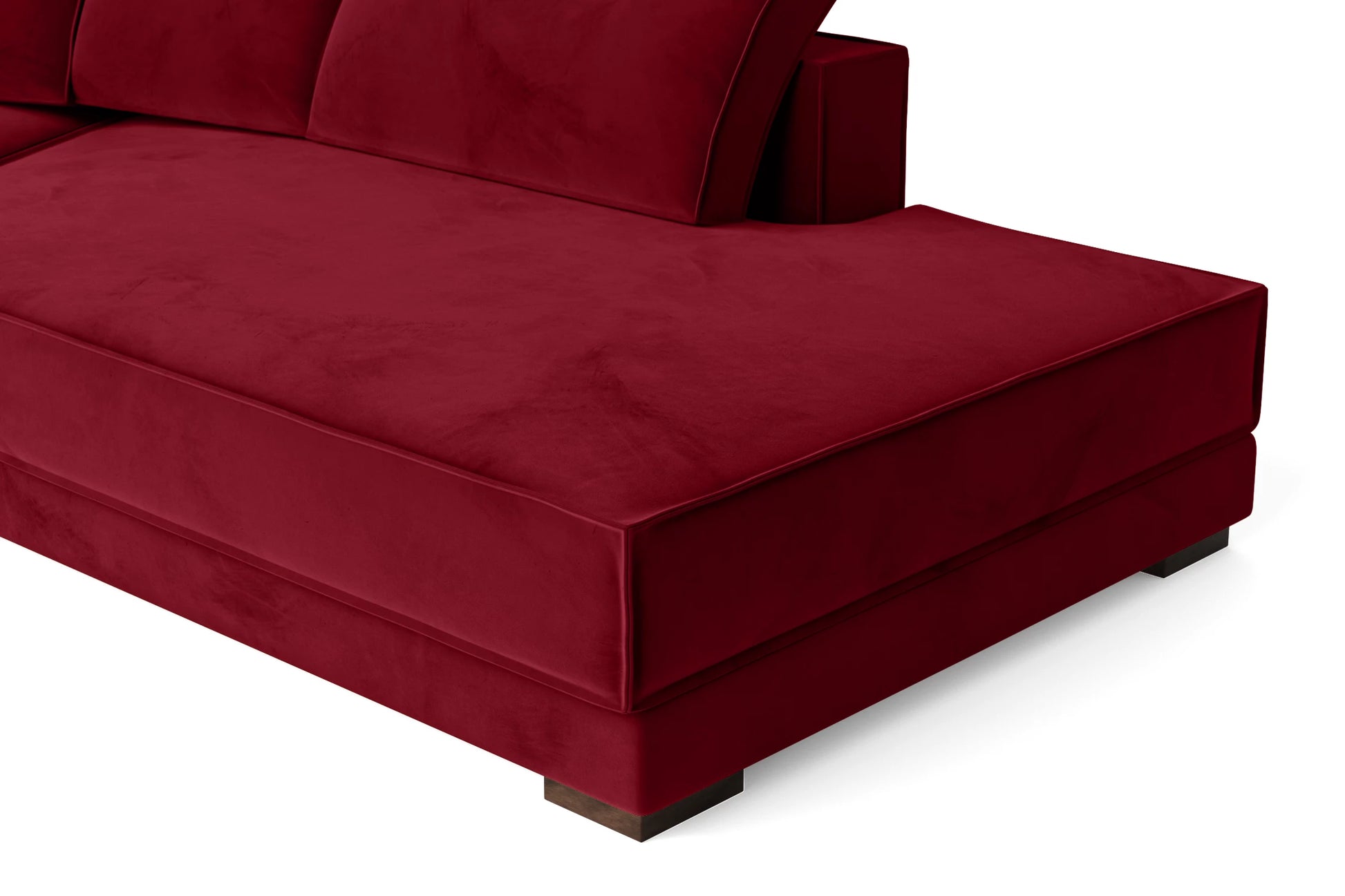 Bolzano 4 Seater Right Hand Facing Chaise Lounge Corner Sofa Red Velvet