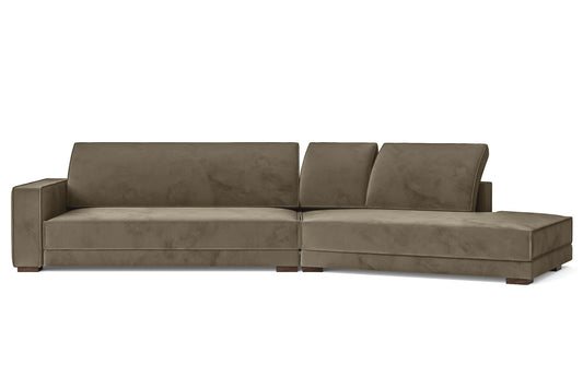 Bolzano 4 Seater Right Hand Facing Chaise Lounge Corner Sofa Sand Velvet