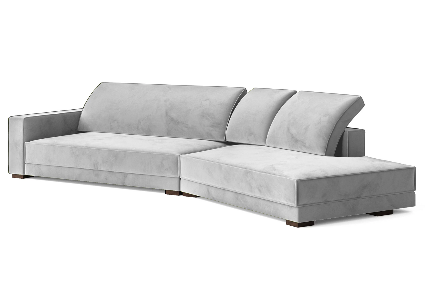 Bolzano 4 Seater Right Hand Facing Chaise Lounge Corner Sofa White Velvet