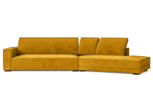 Bolzano 4 Seater Right Hand Facing Chaise Lounge Corner Sofa Yellow Velvet