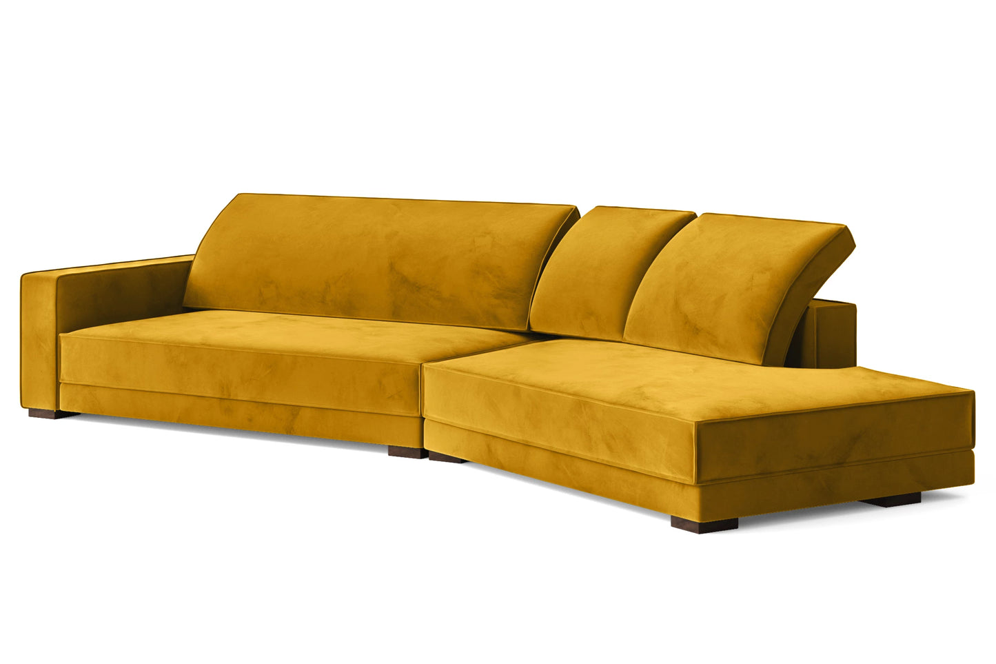 Bolzano 4 Seater Right Hand Facing Chaise Lounge Corner Sofa Yellow Velvet