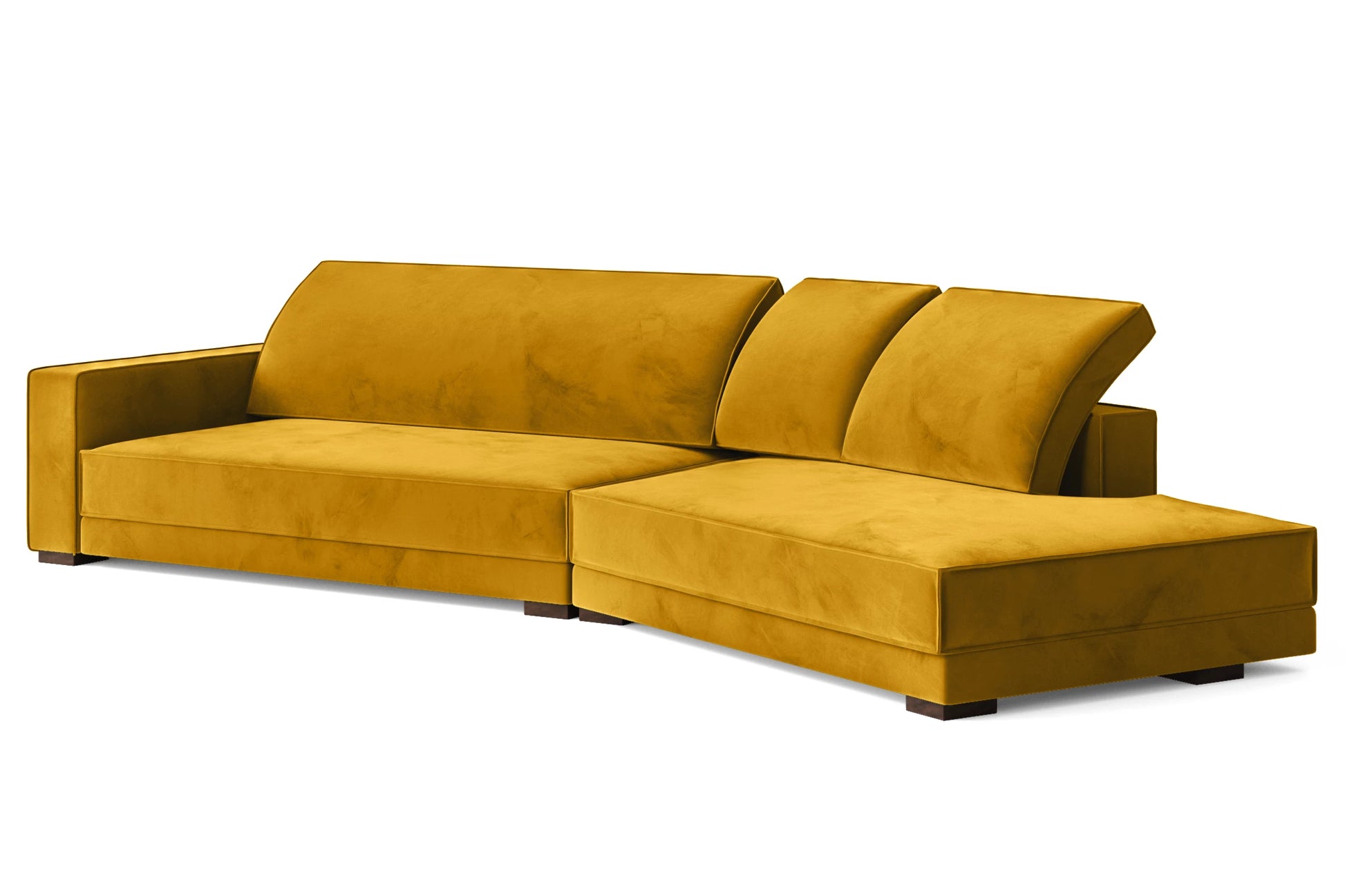 Bolzano 4 Seater Right Hand Facing Chaise Lounge Corner Sofa Yellow Velvet