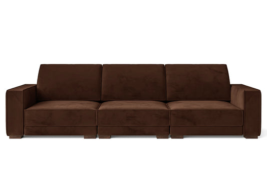 Bolzano 4 Seater Sofa Coffee Brown Velvet