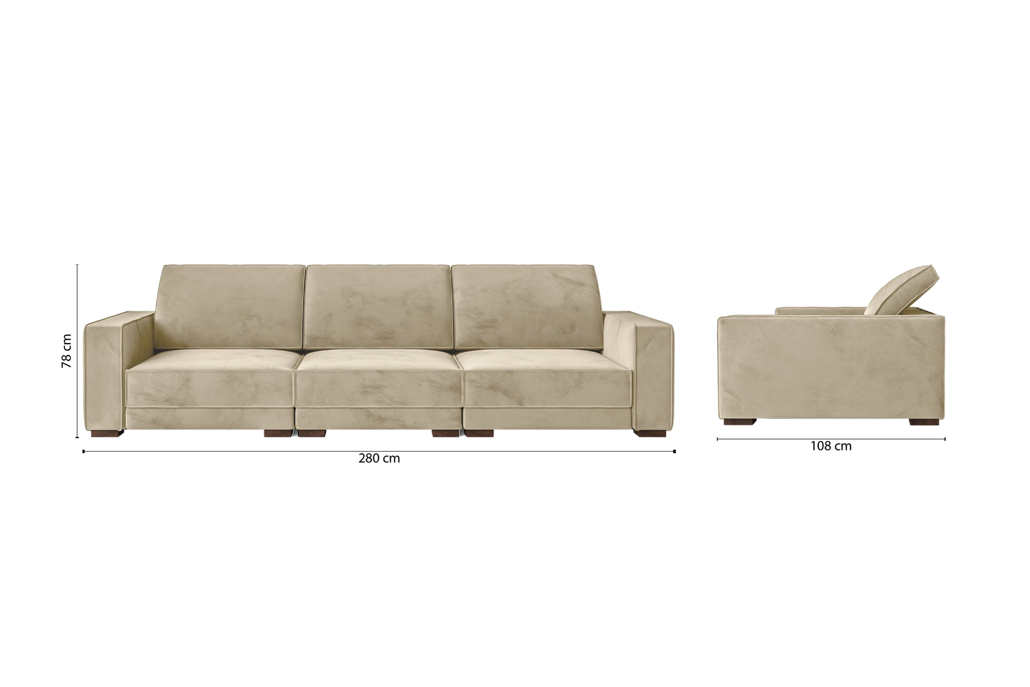 Bolzano 4 Seater Sofa Cream Velvet