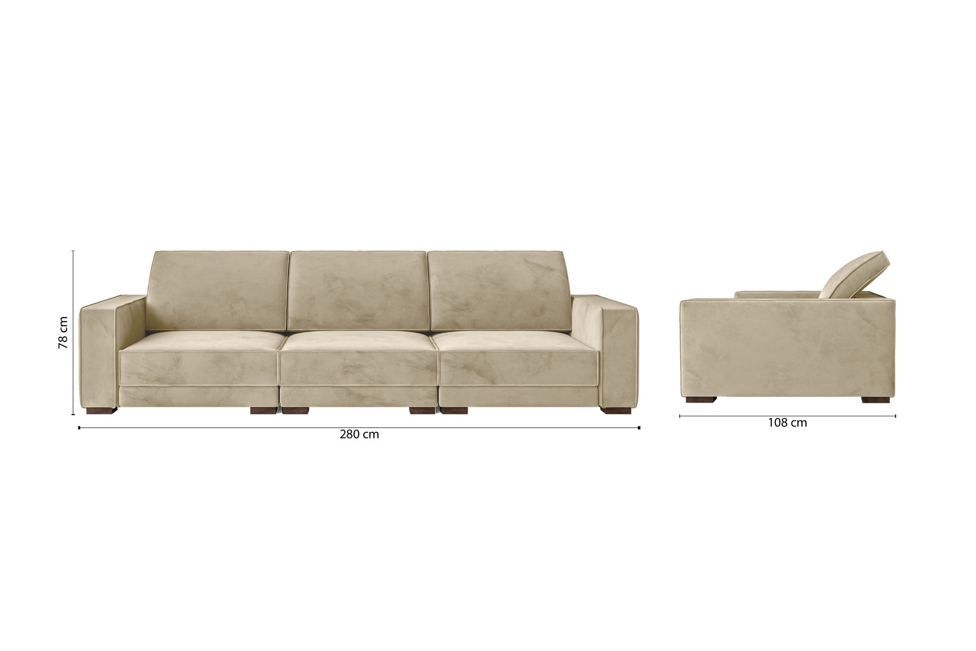 Bolzano 4 Seater Sofa Cream Velvet