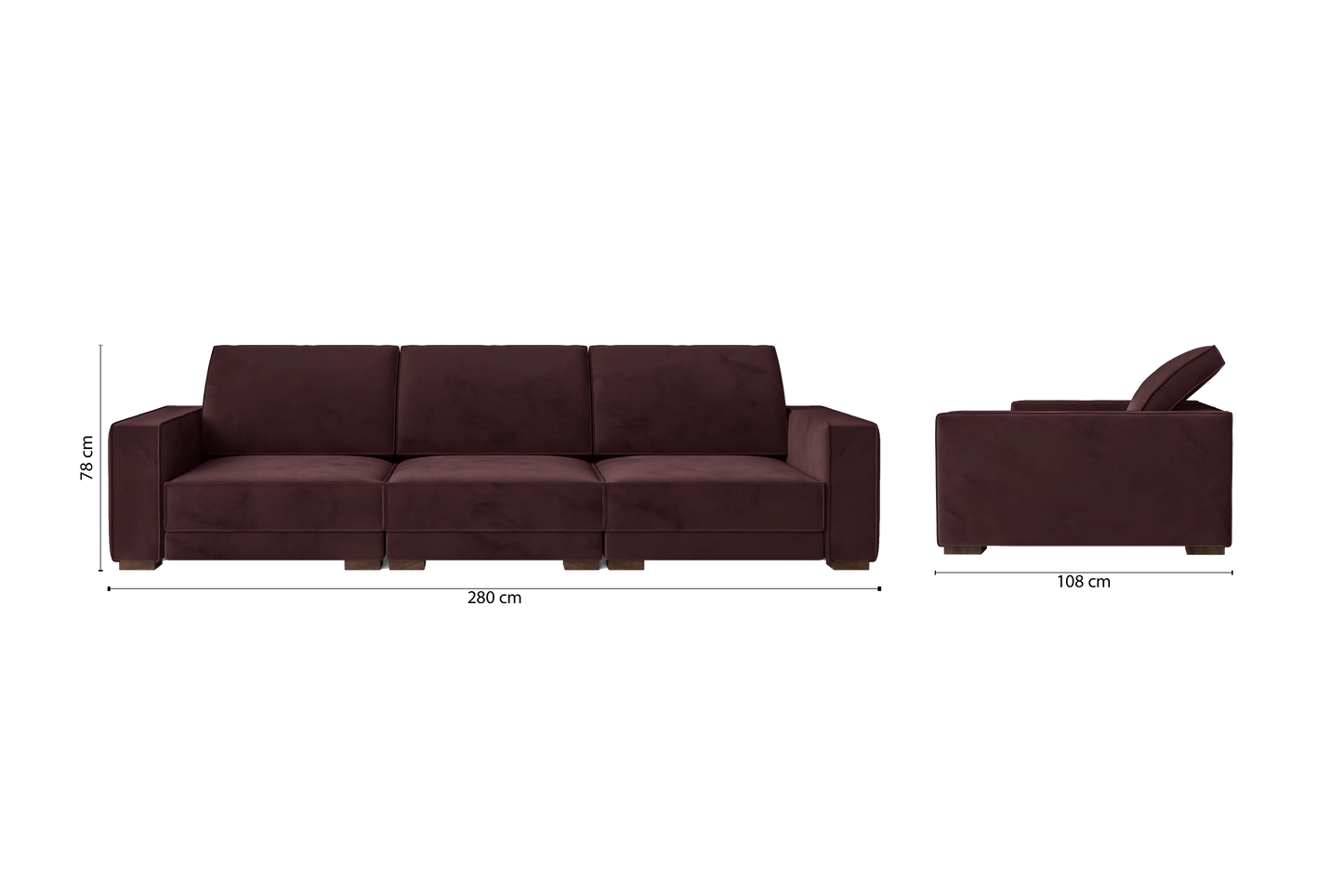 Bolzano 4 Seater Sofa Grape Velvet