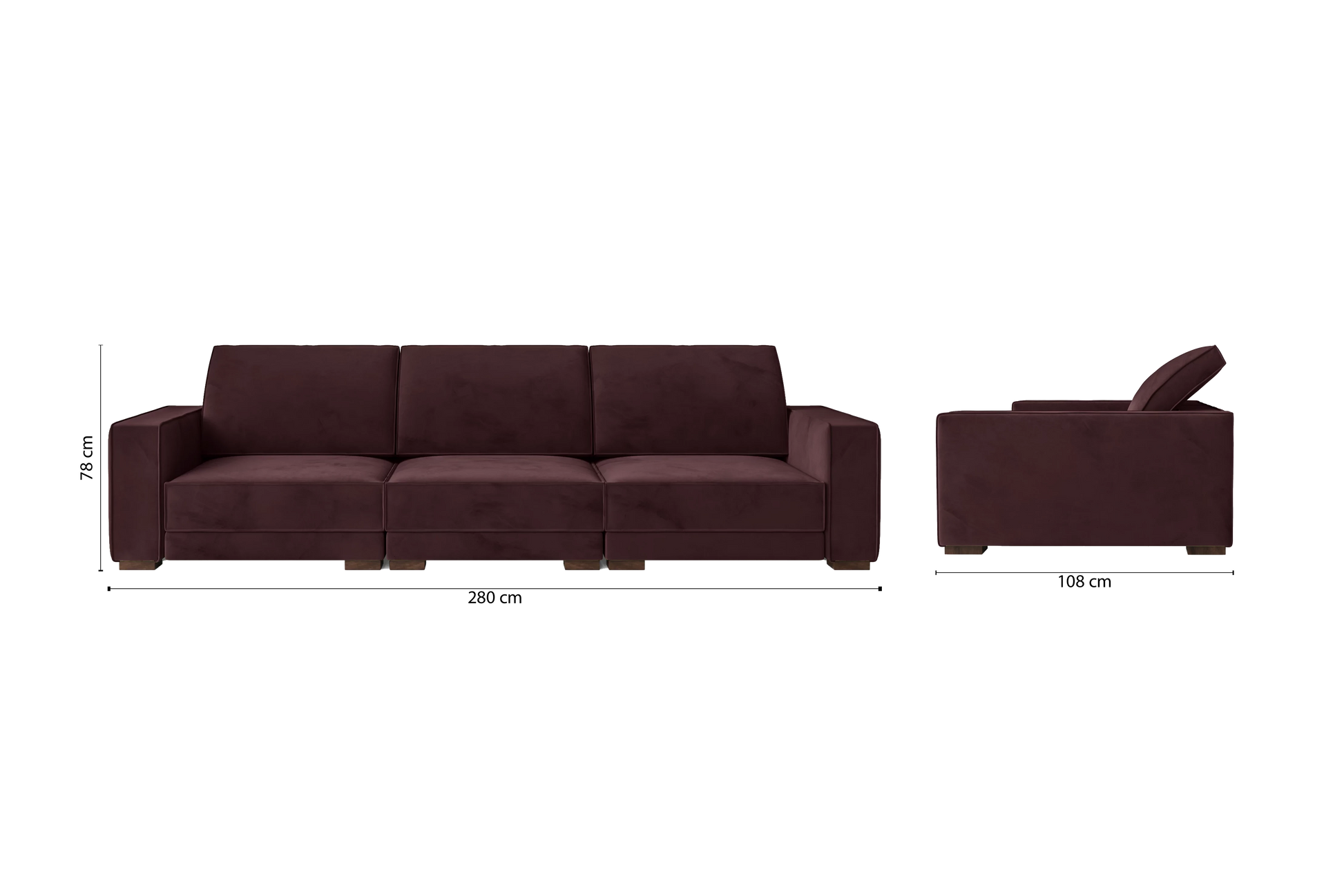 Bolzano 4 Seater Sofa Grape Velvet