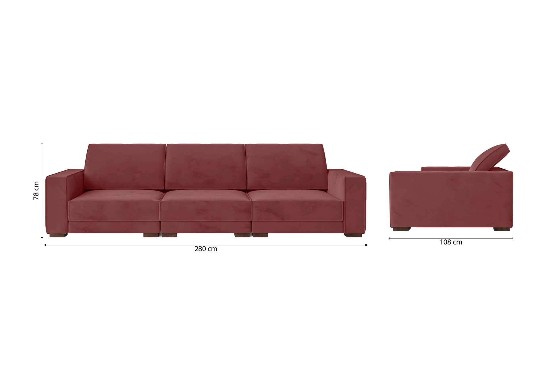 Bolzano 4 Seater Sofa Pink Velvet