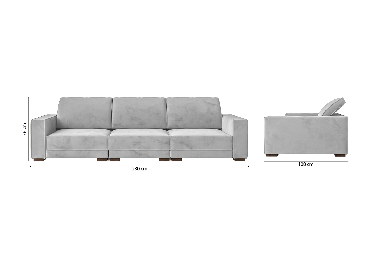 Bolzano 4 Seater Sofa White Velvet