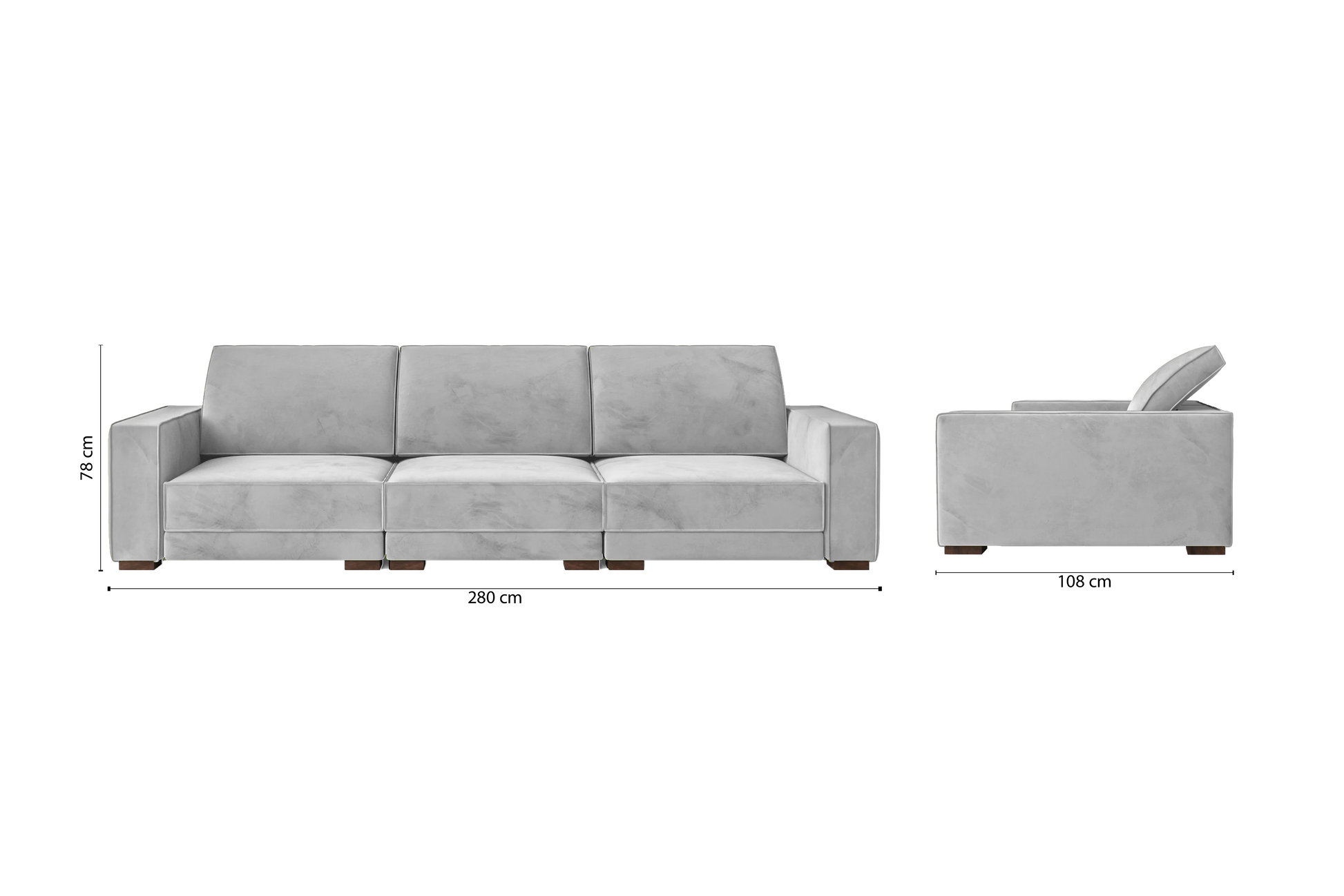 Bolzano 4 Seater Sofa White Velvet