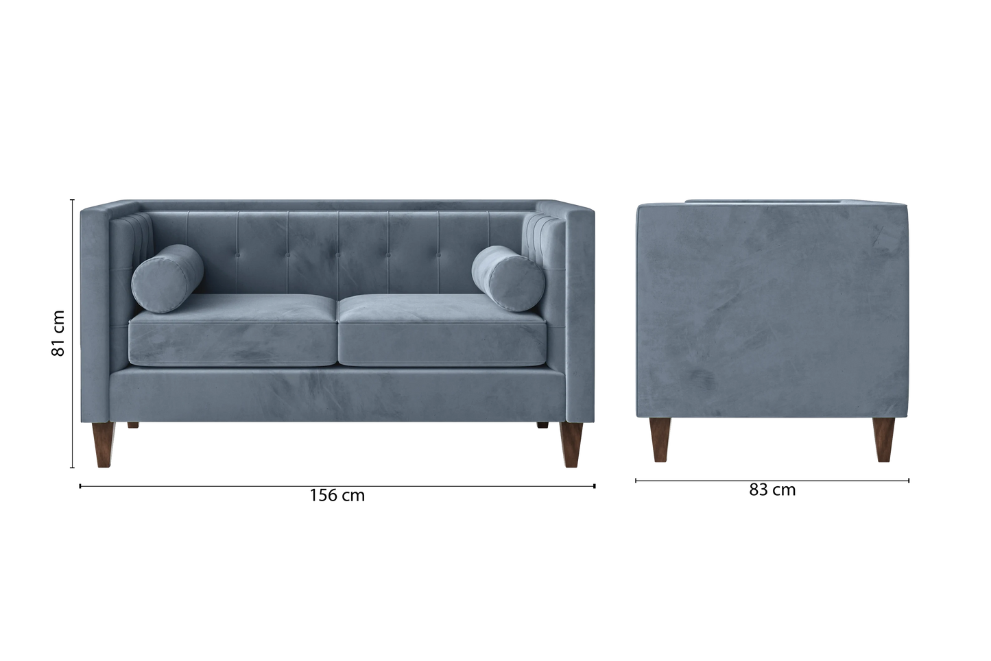 Brescia 2 Seater Sofa Baby Blue Velvet