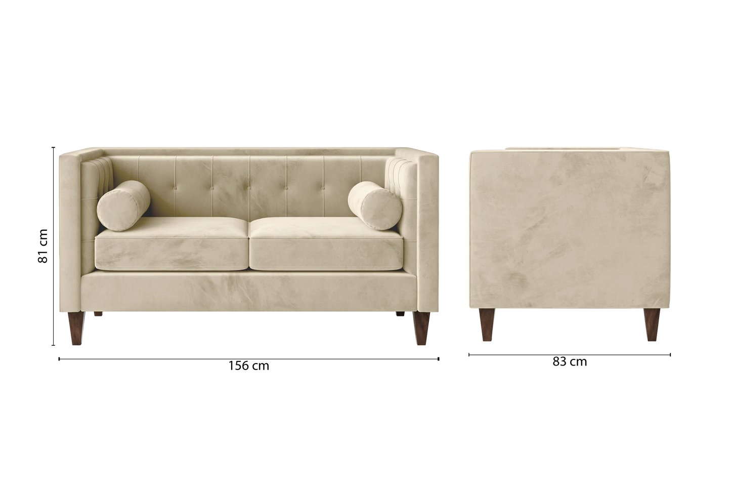 Brescia 2 Seater Sofa Cream Velvet