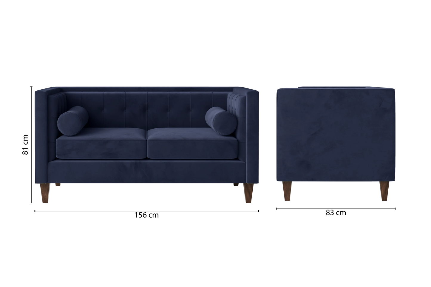 Brescia 2 Seater Sofa Dark Blue Velvet