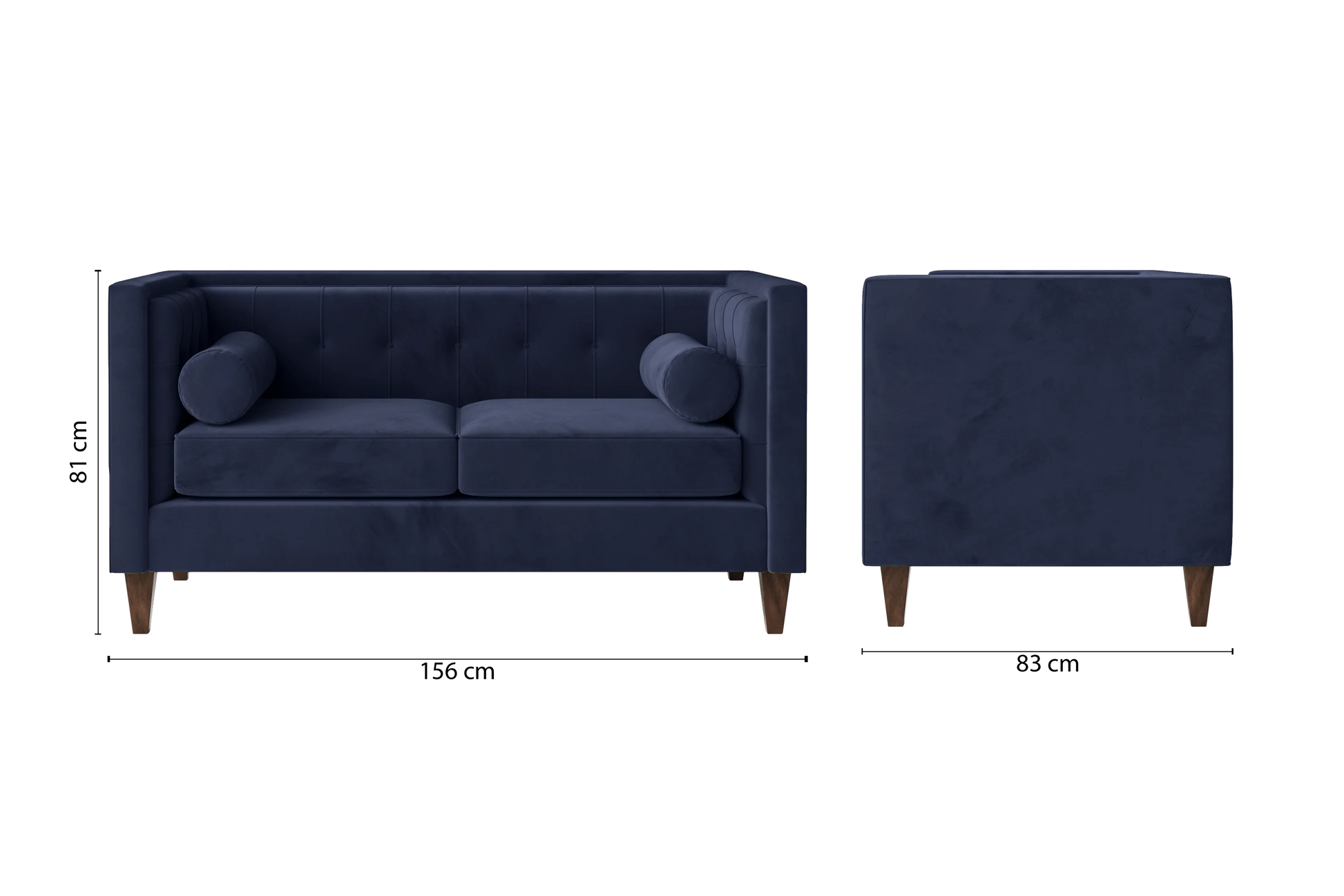 Brescia 2 Seater Sofa Dark Blue Velvet