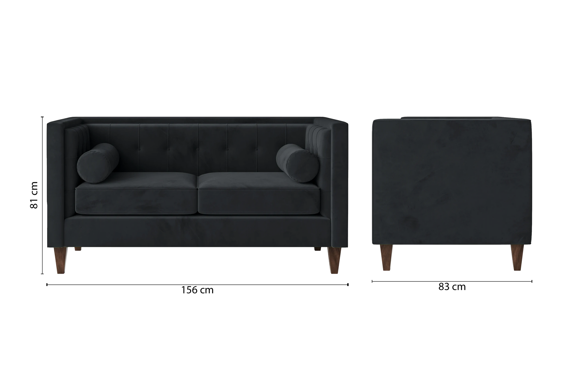 Brescia 2 Seater Sofa Dark Grey Velvet